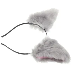 Katteører Kvinder Furry Hårbøjle Hårtilbehør til Kostumefester Karneval Grå 1 pakke [DB] Grey Size 5
