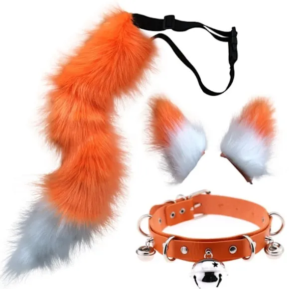 Katteører og Varulv Dyrehale Cosplay Kostume - Perfekt orange orange 50cm