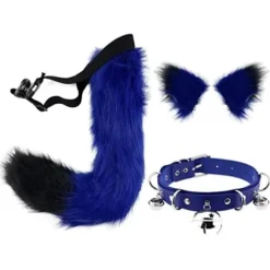 Katteører og Varulv Dyrehale Cosplay Kostume blå sort—max blå sort-FA- blue black 50cm
