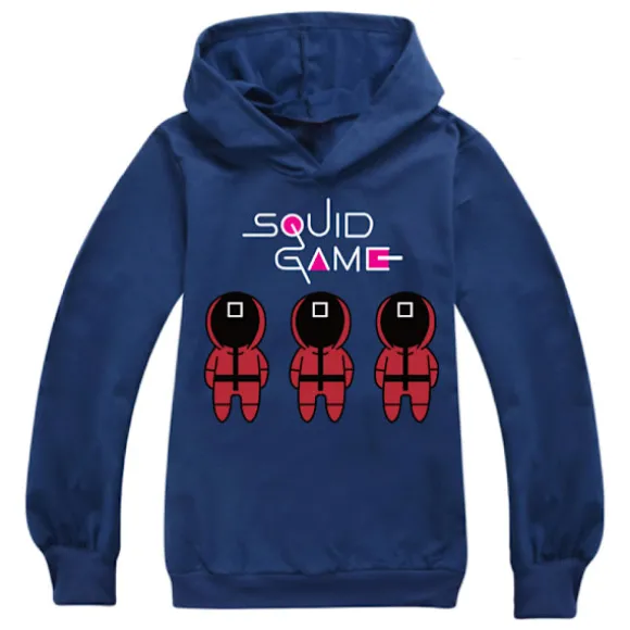 Kids Squid Game Casual Langærmede hætteoverdele Kostume Cosplay 120 cm navy blue 170cm