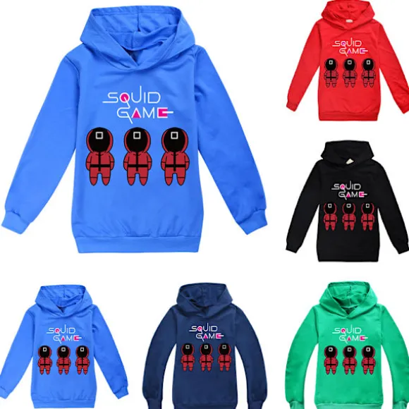 Kids Squid Game Casual Langærmede hætteoverdele Kostume Cosplay 120 cm navy blue 170cm