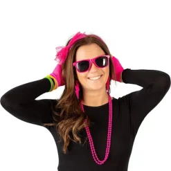 Kit 80´S Halloween Maskerad Pink one size