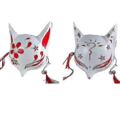 Kitsune Rævemasker Til Cosplay Japansk Kabuki Traditionelle Halloween Fest Kostume Tilbehør Med Justerbar Bandage-Yvan-lingling}