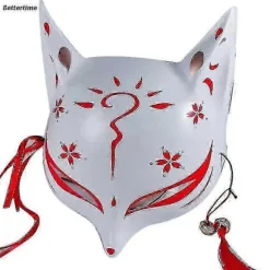 Kitsune Rævemasker Til Cosplay Japansk Kabuki Traditionelle Halloween Fest Kostume Tilbehør Med Justerbar Bandage-Yvan-lingling}