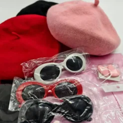 [KK] Fransk kostumesæt fra 1980'erne Fransk baret hat solbriller tørklæde handsker Fransk kunstnersæt kompatibelt med Halloween Cosplay Karneval red glasses | Fyndiq