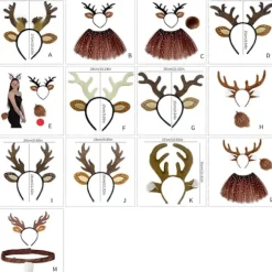 [KK] Julehjorteøre-hårbånd kompatibelt med kvinder piger Halloween hjorteudklædningstilbehør Hjorte-hårbånd Hjortehale Hjortenæse Spotted Antlers ThrA | Fyndiq