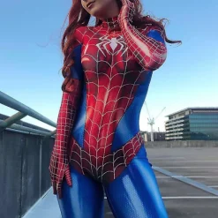 Klassisk Spiderman 3D Bodysuit Kostume Dame Superhelt Jumpsuit Halloween Cosplay Party Maskeradekjole M M M