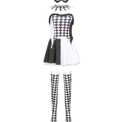 Klovnekostume Halloween Kostume Djævel Kostume Cosplay Ternet Harlekin Kostume
