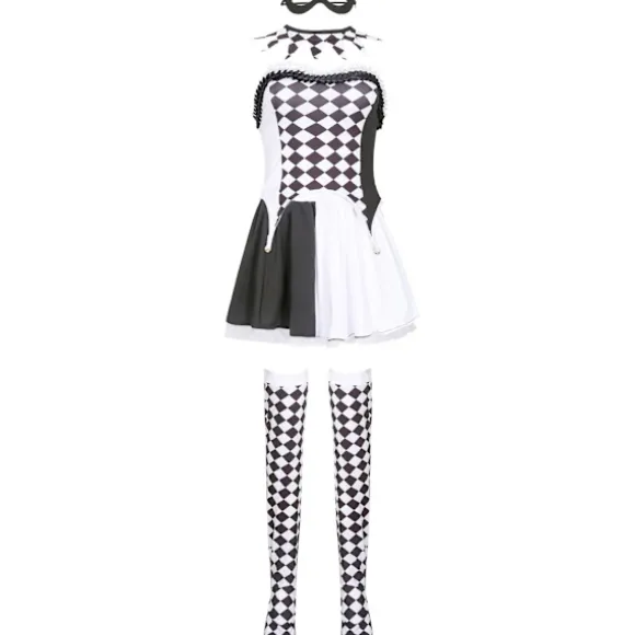 Klovnekostume Halloween Kostume Djævel Kostume Cosplay Ternet Harlekin Kostume