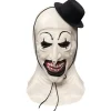 Klovnemaske Ond Blodig Mund med Sort Hat Uhyggelig Morder Joker Maske Halloween Cosplay Kostumefest Rekvisitter（Hvid）