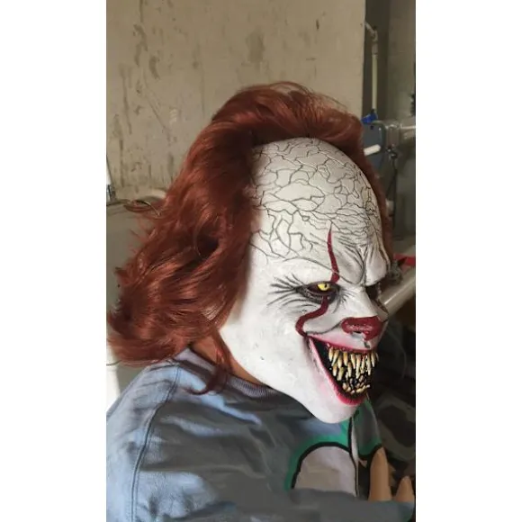 Klovnmaske i Latex - Gyser Cosplay Rekvisit Halloween Voksen