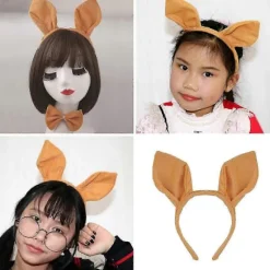 Kænguru Kostume Tilbehør Sæt Kænguru Ører Hårbøjler, Sløjfer, Næse, Handske Hale Tilbehør Kænguru Kostume Småbørn kangaroo ears