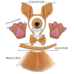 Kænguru Kostume Tilbehør Sæt Kænguru Ører Hårbøjler, Sløjfer, Næse, Handske Hale Tilbehør Kænguru Kostume Småbørn kangaroo ears