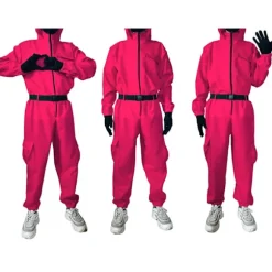 Kompatibilitet med Squid Game Kostume / Udklædning - Cosplay Suit Rød Rød Red M