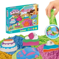 Komplet Dynamisk Sandkasse med Rumsand - Inklusive Frugt- & Isforme | Kreativ Leg med Sand for Børn 8