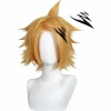 Kort gul anime cosplay paryk (gul med hårnål), Cosplay paryk til Halloween, CJY