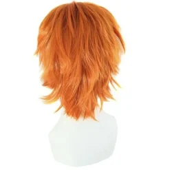Kort orange paryk til mænd, festkjole, almægtig kostume, cosplay-parykker 2025:e