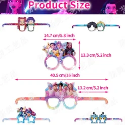 KPOP DEMON HUNTER fest papir briller dekoration fest foto briller atmosfære rekvisitter Foto Briller 12-pak - Type B Photo Glasses 12-Pack - Type B