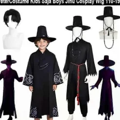 Kpop Demon Hunters Cosplay Kostume - Jinu Idol Outfit med Paryk og Hat, Boguge Maskerade, Anime Rollespilsdragt B_yux B Kid 130