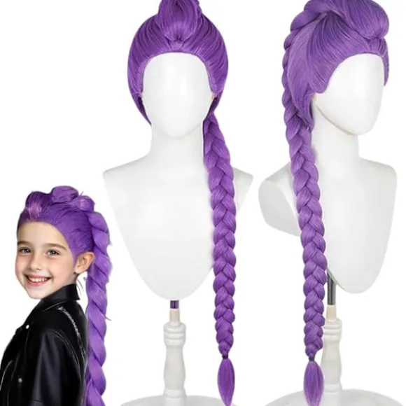 K-Pop Demon Hunters Kostume Sten Paryk Mira Zoe Realistisk Anime Cosplay Lilla Sten Purple Rumi