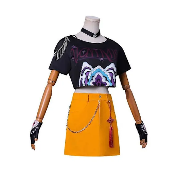 KPop Demon Hunters Mira Sort Cosplay Kostumesæt - Halloween Fest Fancy Dress til Kvinder _d Mira Without Wig L Adults