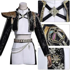 KPop Demon Hunters Rumi Sort Cosplay Kostumesæt - Halloween Fest Fancy Kjole til Kvinder _c 140 Kids Rumi Without Wig
