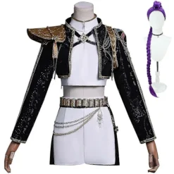 KPop Demon Hunters Rumi Sort Cosplay Kostume til Kvinder & Halloween Fester[ZHE] 130 Kids Rumi With Wig
