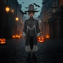Kpop dæmonjæger Cosplay kostume til drenge, Kpop Hunters skurk Saja Jinu outfit med kappe, dæmon, Saja, halloween 1. 1 150cm