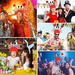 Krabbe Justerbar Party Hat til Børn og Voksne, Karneval, Halloween Dekoration