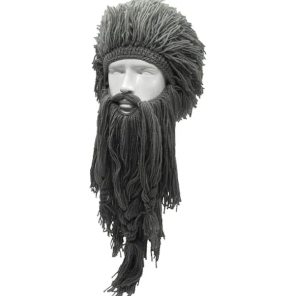 Kreativ original barbar strik skæg hat paryk hue sjov K