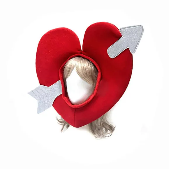 Kærlighedshjerte Hovedbeklædning Hat til Voksen 3D Amor Pile Hjerte Hat til Halloween Dag Festival Fejring Maskeradehovedbeklædning Red
