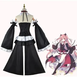 Krul Tepes Cosplay Kostume Anime Seraph of The End Owari No Seraph Krul Tepes Cosplay Paryk Heks Vampyr Kjole Halloween Tøj S S-FA- S Only Wig