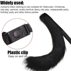 Kunstig Pels Hale Til Halloween Fest Kostume Tilbehør Plys Ræv Ulv Hale (FMY) black