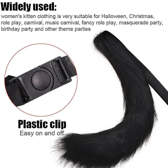 Kunstig Pels Hale Til Halloween Fest Kostume Tilbehør Plys Ræv Ulv Hale (FMY) black