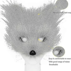 Kunstig Pelsræv Hale Kat Varulv Cosplay Kostume Sæt Plys Maske Fluffy Poter Handsker Halloween Jul Rødbrun og Hvid Red brown and white One Size