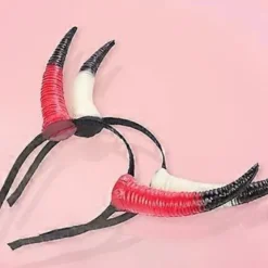 Kvæg Hårbøjler Festlige Fotorekvisitter Halloween Horn Hårbøjler Party Hovedbeklædning Sjove Hårbøjler til Musikfestivaler Rød Red