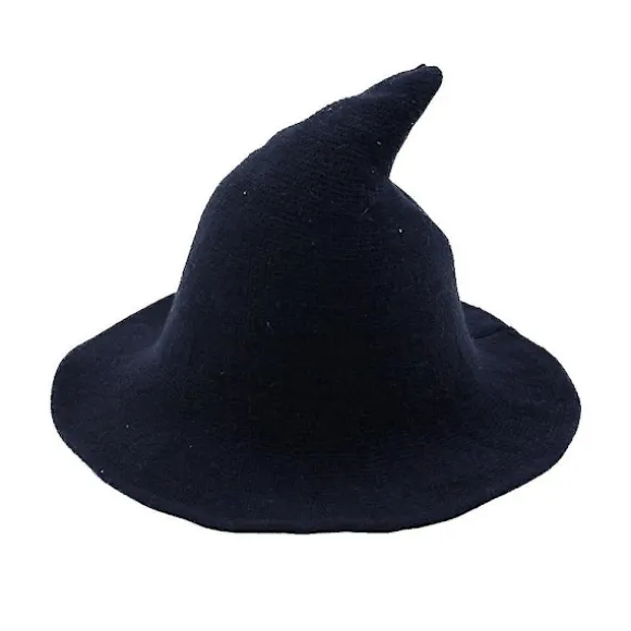 Kvinde Heks Hat Til Halloween Uld Hatte Bred Skygge Spire Strikket Hue Fest Og Daglig(M,Stil 3)