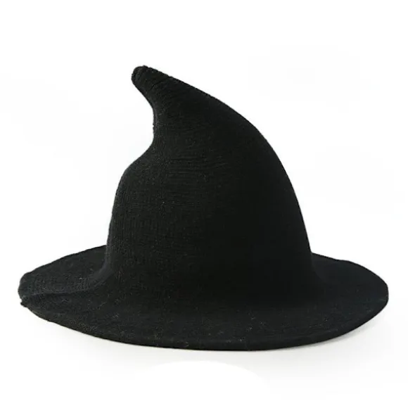 Kvinde Heks Hat Troldmand (Sort 56-58cm), Uld Hat Voksen Tøj Fest Rekvist Halloween Camouflage Rollespil Hat
