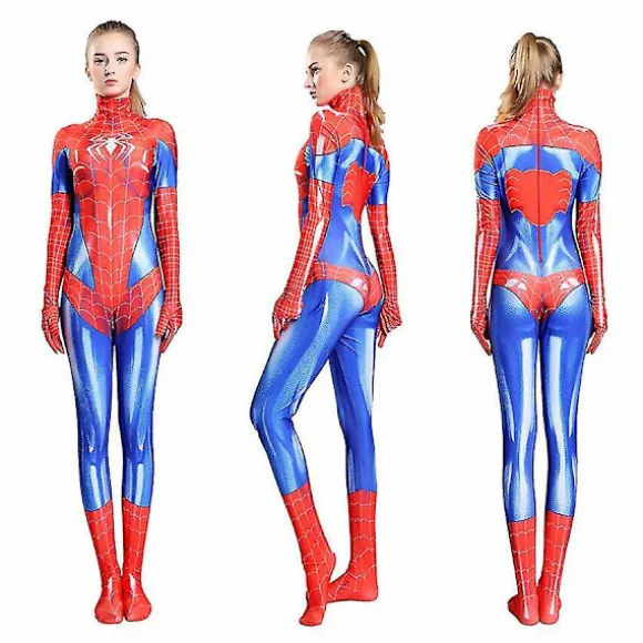 Kvinde Spiderman Superhelt Sexet Jumpsuit Kostume Pige Cosplay Outfit V Red XS