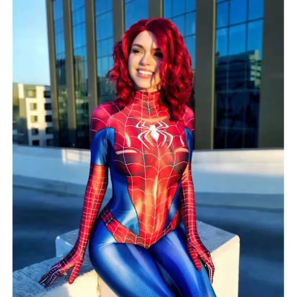 Kvinde Spiderman Superhelt Sexet Jumpsuit Kostume Pige Cosplay Outfit V Red XS