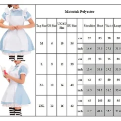 Kvinder Alice i Eventyrland Kostume Cosplay Kostume Maid Kjole Eventyr Udklædning Med Hovedbeklædning Outfits Sæt Præsenter Yz XL