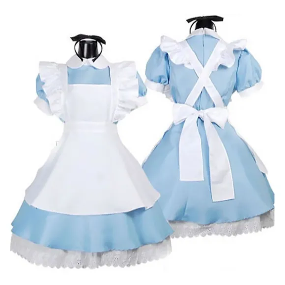 Kvinder Alice i Eventyrland Kostume Cosplay Kostume Pige Kjole Eventyrkjole Klæd Dig Ud Med Hovedbeklædning Outfits Sæt Gave XL