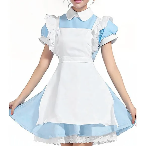 Kvinder Alice i Eventyrland Kostume Cosplay Kostume Pige Kjole Eventyrkjole Klæd Dig Ud Med Hovedbeklædning Outfits Sæt Gave XL
