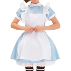 Kvinder Alice i Eventyrland Kostume Cosplay Kostume Pige Kjole Eventyrkjole Klæd Dig Ud Med Hovedbeklædning Outfits Sæt Gave XL