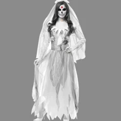 Kvinder Cosplay Halloween Kostume Spøgelse Zombie Brudekjole Hvid - Perfet M_MGF M