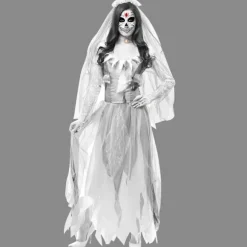 Kvinder Cosplay Halloween Kostume Spøgelse Zombie Brudekjole Hvid M M