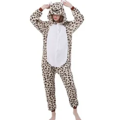 Kvinder Cosplay Hætte Dyr Tegnefilm eopard Bear Pyjamas -1 L