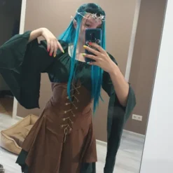 Kvinder Elver Cosplay Middelalderlige Kostumer Renæssance Viktoriansk Gotisk Dronning Kjoler med Korset Halloween Elver Performance Tøj One wig-FF- One wig 4XL | Fyndiq