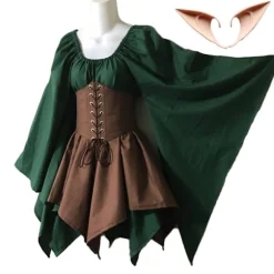 Kvinder Elver Cosplay Middelalderlige Kostumer Renæssance Viktoriansk Gotisk Dronning Kjoler med Korset Halloween Elver Performance Tøj One wig-FA- One wig S | Fyndiq