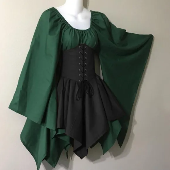 Kvinder Elver Cosplay Middelalderlige Kostumer Renæssance Viktoriansk Gotisk Dronning Kjoler med Korset Halloween Elver Performance Tøj One wig-FA- One wig S | Fyndiq
